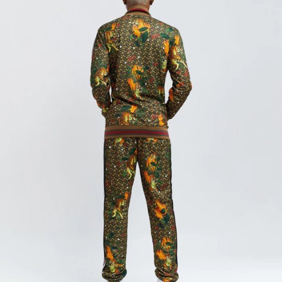 Reason Brand Tiger Print Monogram Track Set Tracksuit 2 Piece - Picture 8 of 8